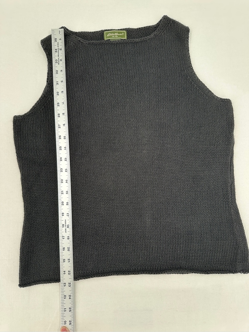 Vintage Eddie Bauer Black Linen Cotton Blend Sleeveless Knit Sweater Tank - Picture 9 of 10